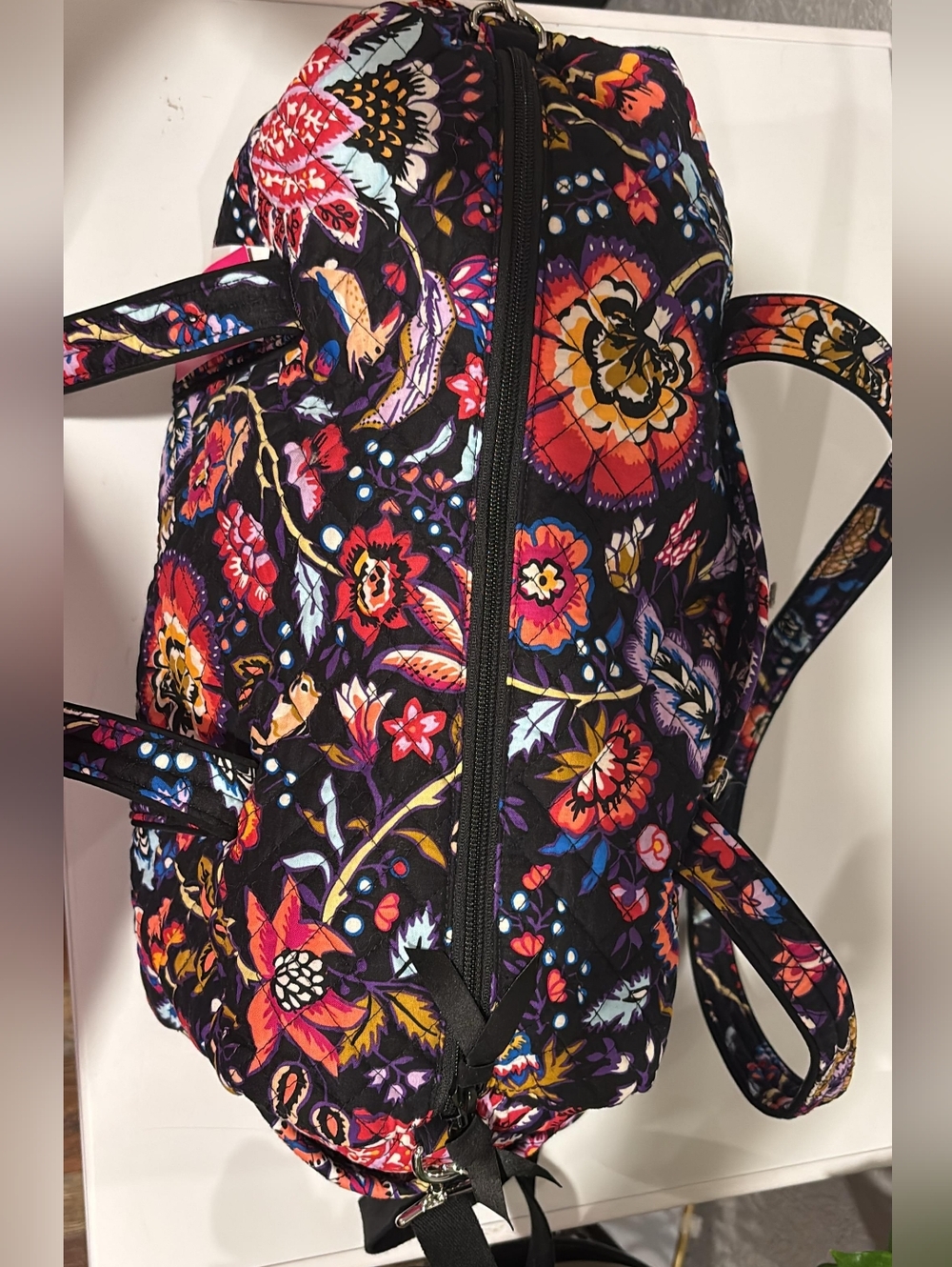 Vera Bradley Black Floral Quilted Duffel Bag - Picture 4 of 10